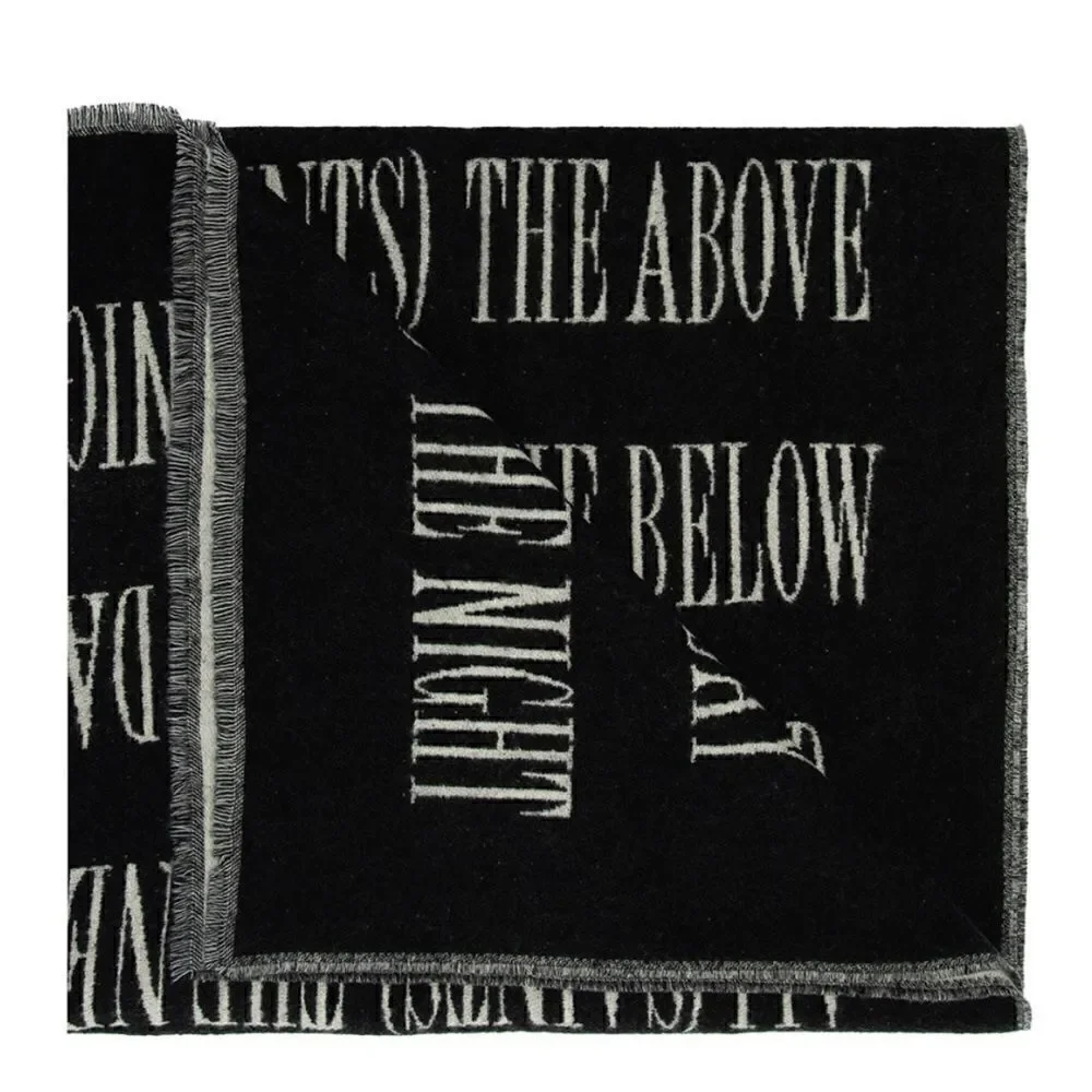 All Saints Varsity Wool Blend Woven Scarf Black